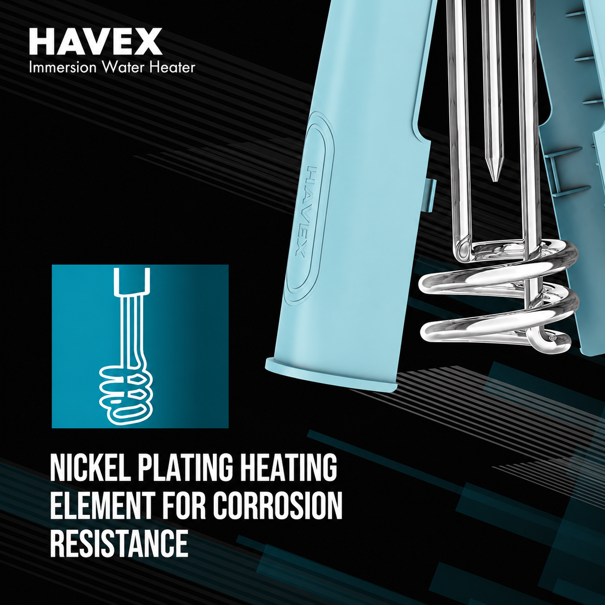 Havex™ 1500W Immersion Water Heater | Automatic Cut-Off | Adjustable Temperature Control | 1-Year Warranty