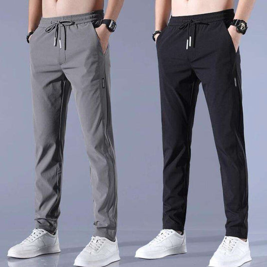 Men's High-Stretch Lycra Pants | Pack of 2 - Black & Grey