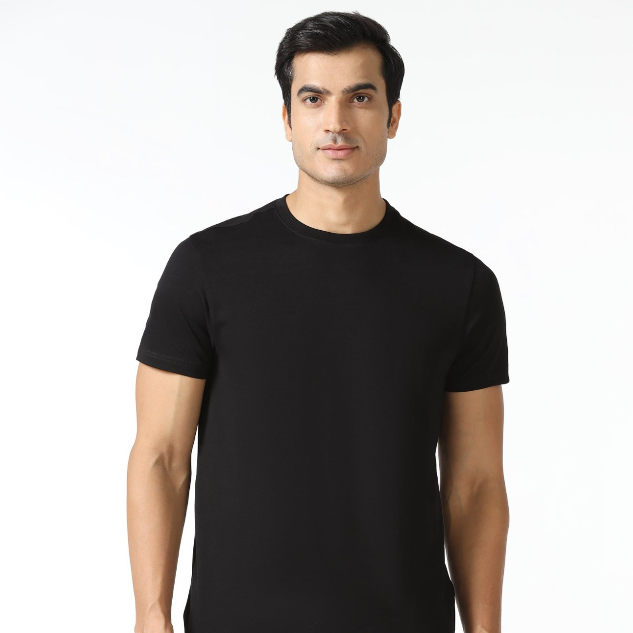 Black and White Neck Solid T-Shirt | Pack of 2 - Black & White