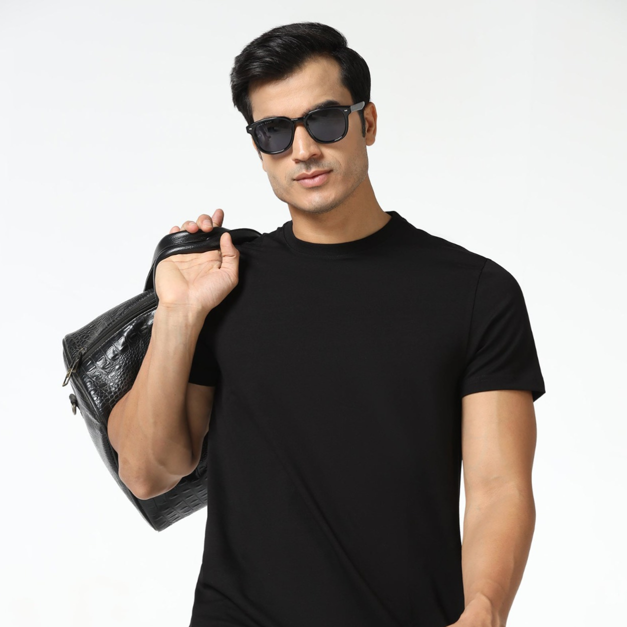 Black and White Neck Solid T-Shirt | Pack of 2 - Black & White
