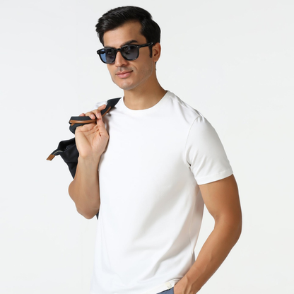Black and White Neck Solid T-Shirt | Pack of 2 - Black & White