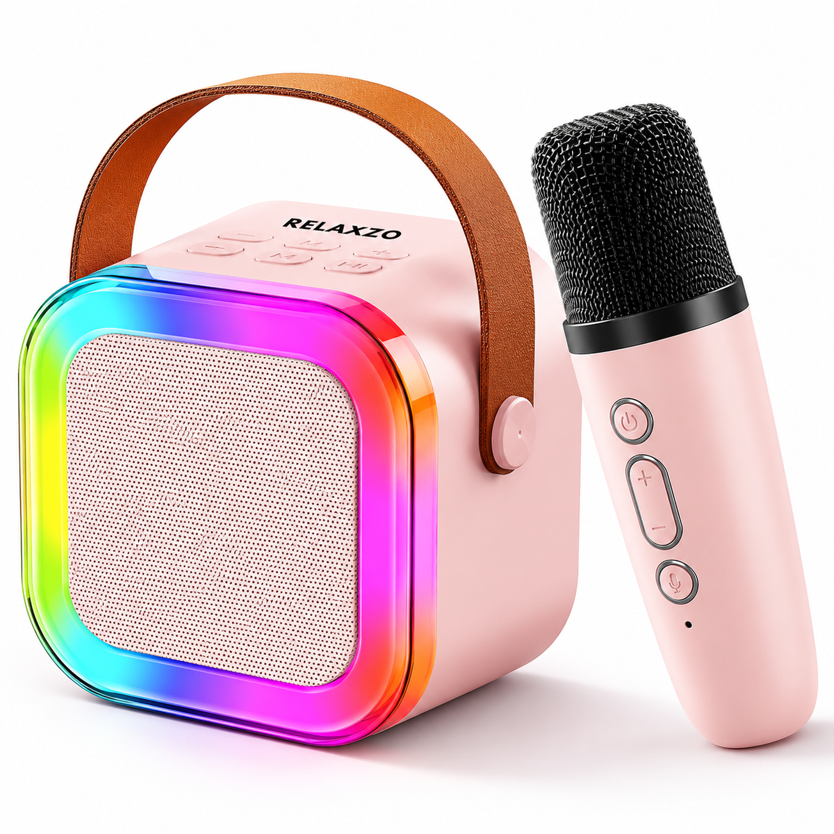 Mini Karaoke Speaker with Wireless Mic for Singing | Bluetooth Speaker & LED Lights