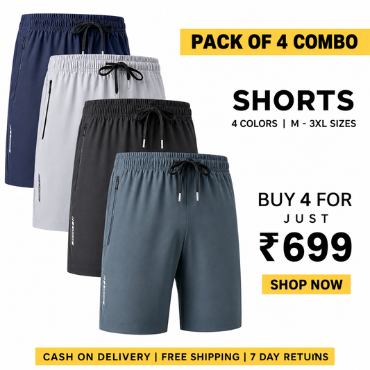 Men’s High-Quality Stretchable Shorts | Pack of 4