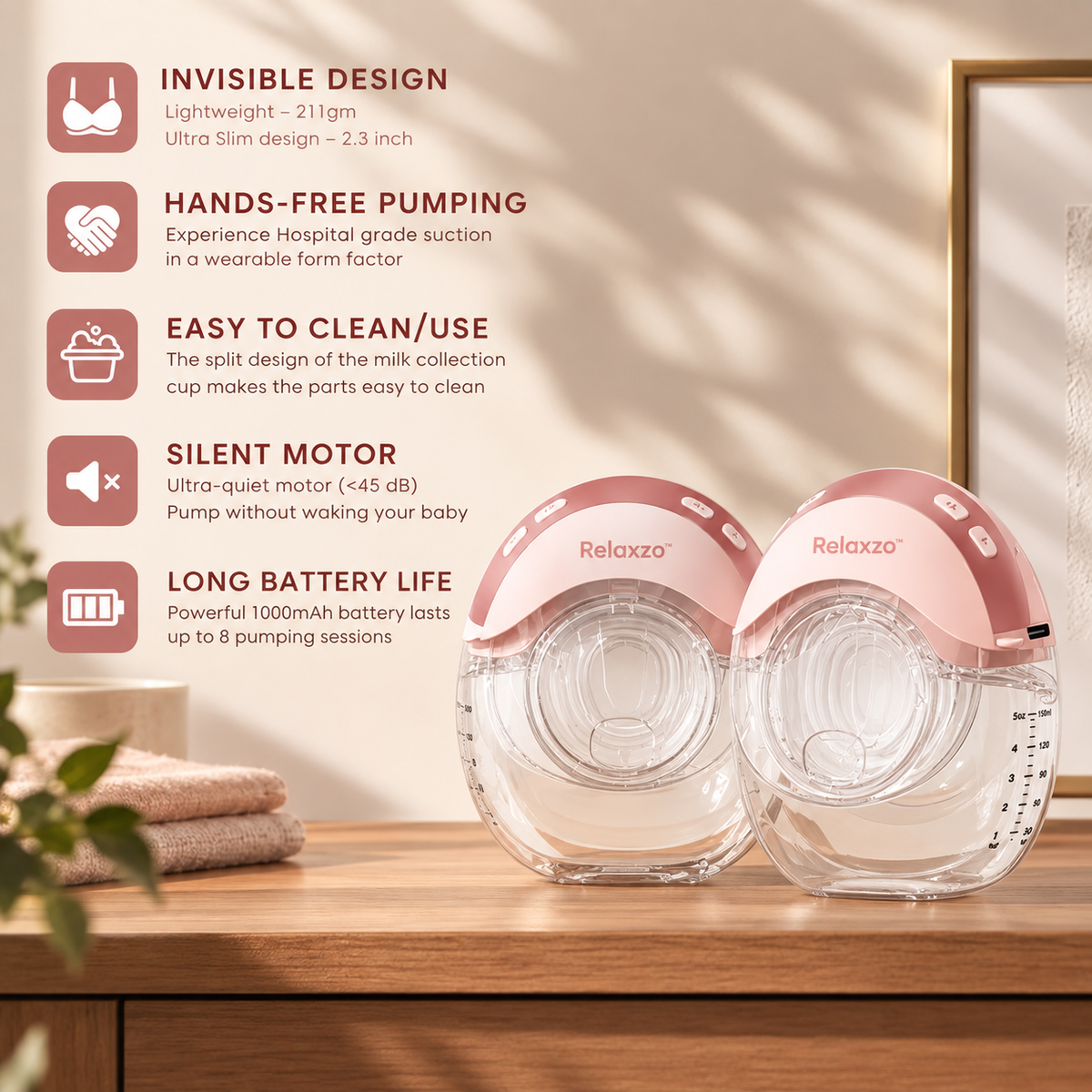 Relaxzo™ Handsfree Wearable Electric Breast Pump
