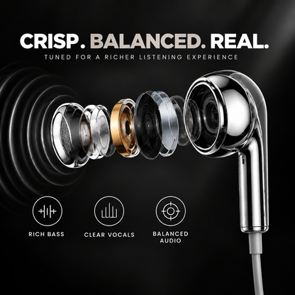 Relaxzo™ Chrome Wired Earphones