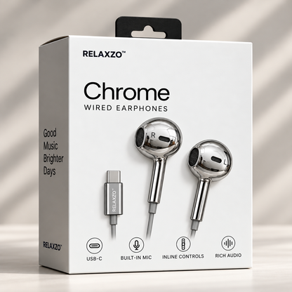 Relaxzo™ Chrome Wired Earphones