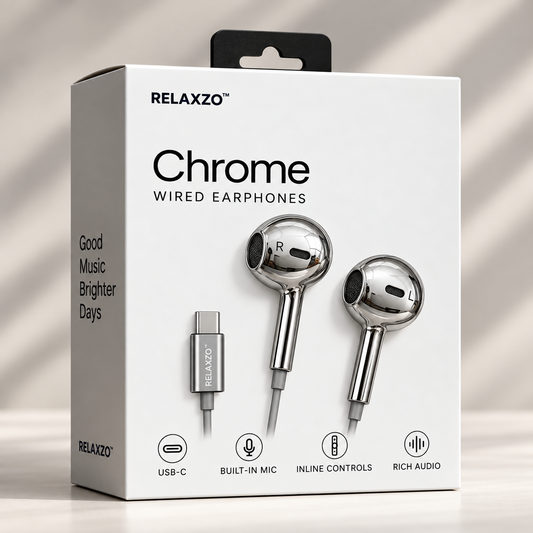 Relaxzo™ Chrome Wired Earphones