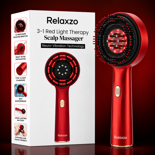 Relaxzo™ 3-1 Red Light Therapy Scalp Massager | 1 Year Warranty | Upgraded