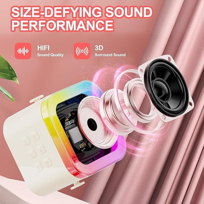 Mini Karaoke Speaker with Wireless Mic for Singing | Bluetooth Speaker & LED Lights