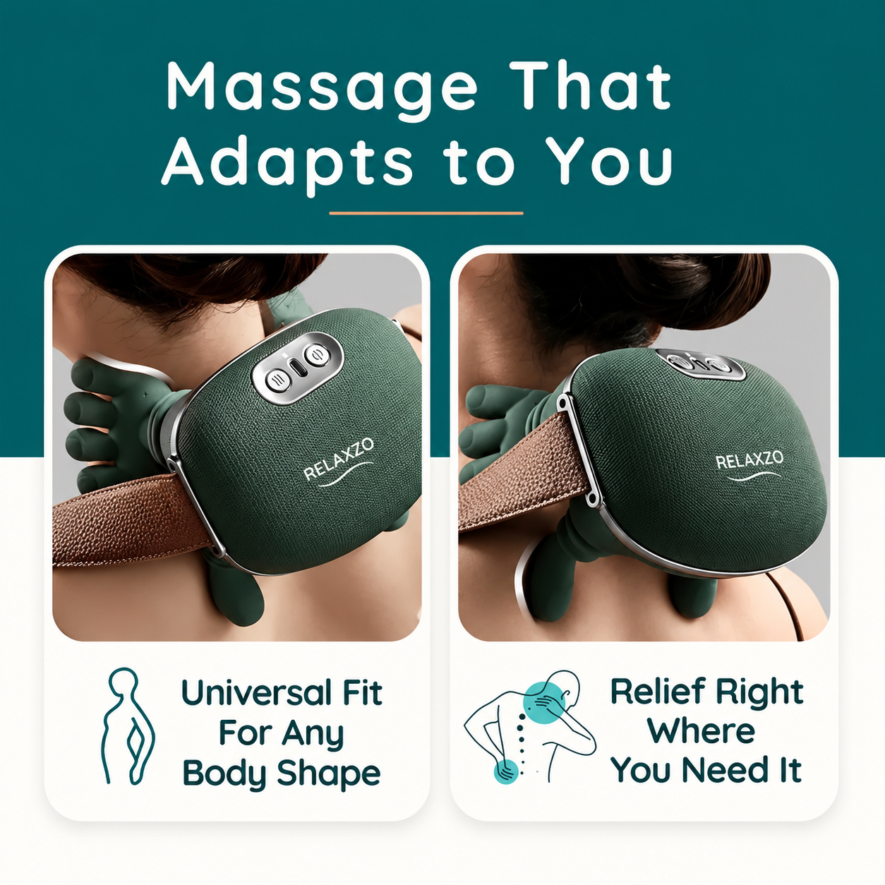 Relaxzo Neck, Shoulder & Back Massager for Body | Wireless Portable Heated Human Hand Design Massager for Pain Relief and Muscle Relax