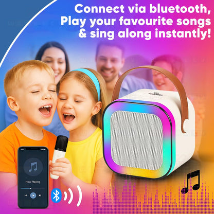 Mini Karaoke Speaker with Wireless Mic for Singing | Bluetooth Speaker & LED Lights