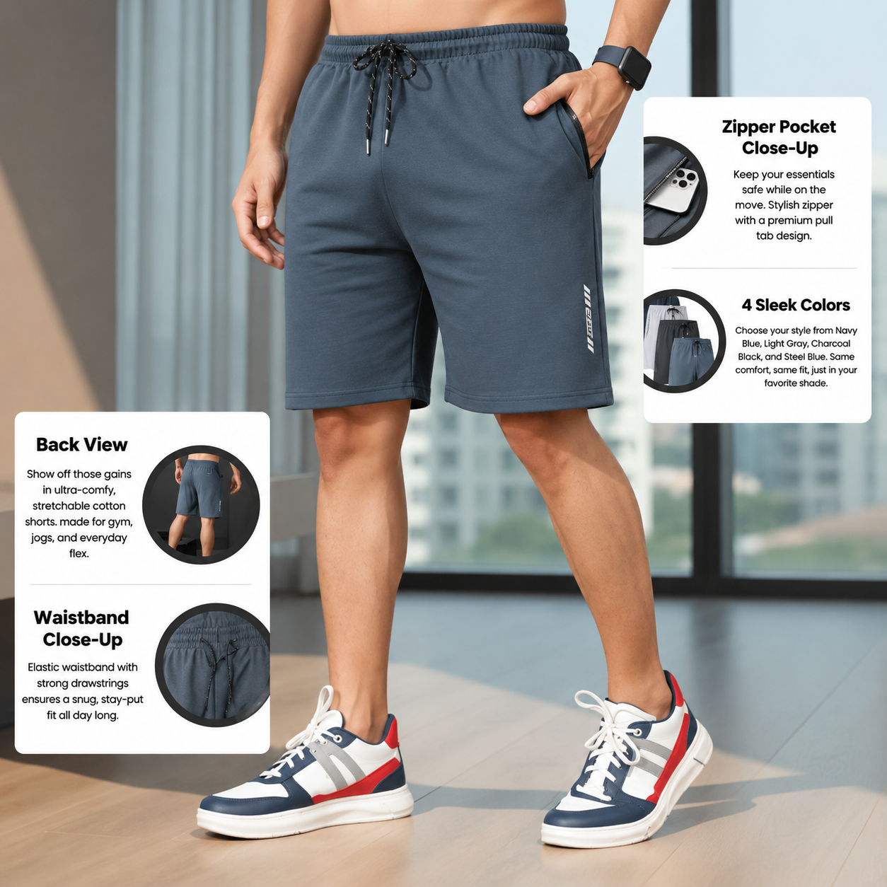 Men’s High-Quality Stretchable Shorts | Pack of 4