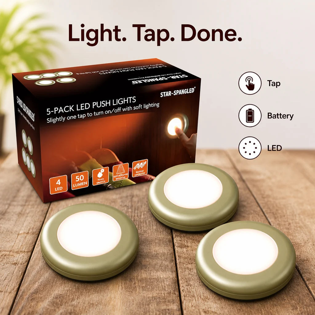 Star-Spangled LED Push Lights | Pack Of 5