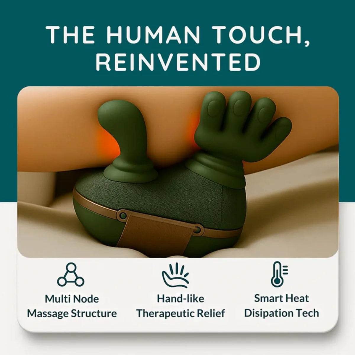 Relaxzo Neck, Shoulder & Back Massager for Body | Wireless Portable Heated Human Hand Design Massager for Pain Relief and Muscle Relax