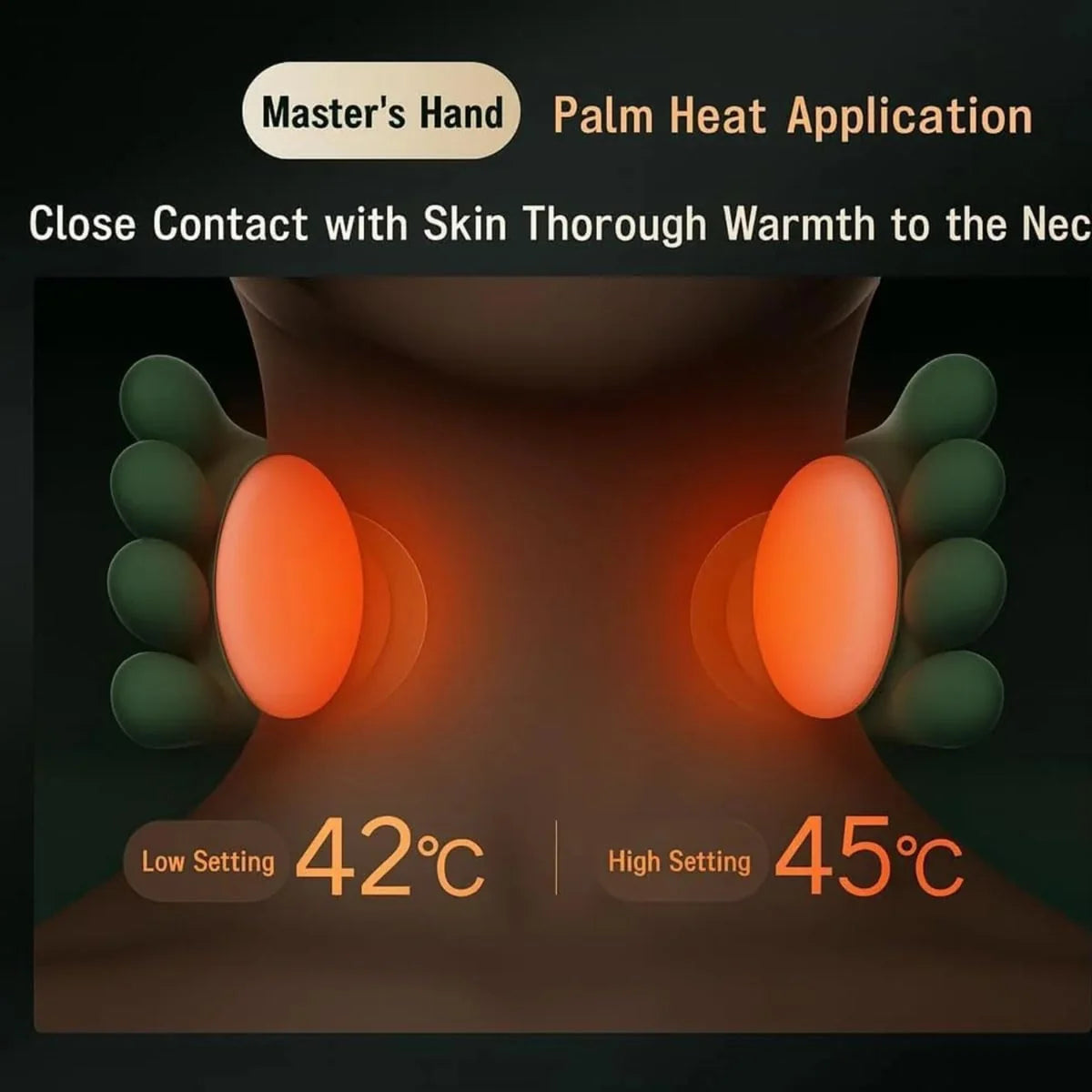 Relaxzo Neck, Shoulder & Back Massager for Body | Wireless Portable Heated Human Hand Design Massager for Pain Relief and Muscle Relax
