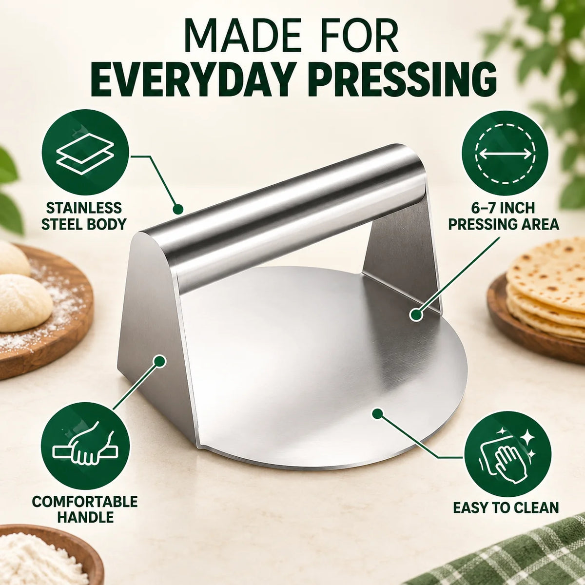 Stainless Steel Roti & Puri Dough Press