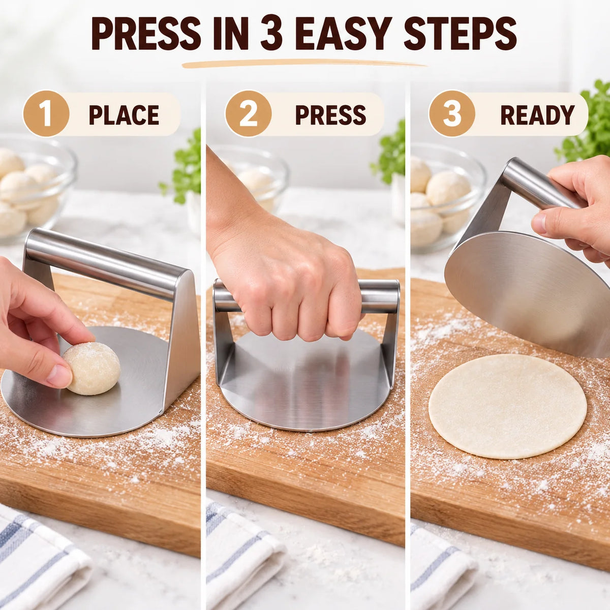 Stainless Steel Roti & Puri Dough Press