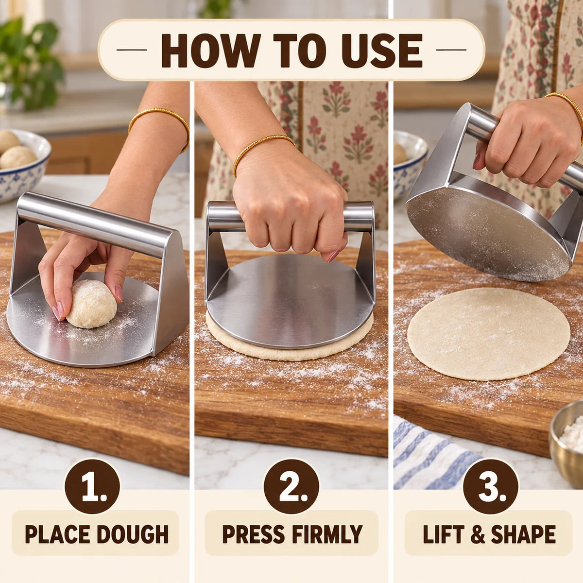 Stainless Steel Roti & Puri Dough Press