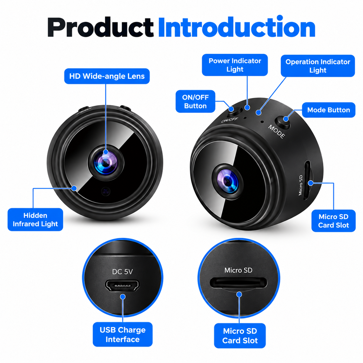 Mini Wireless Security Camera - 1080P HD Magnetic Camera with Night Vision & Motion Detection