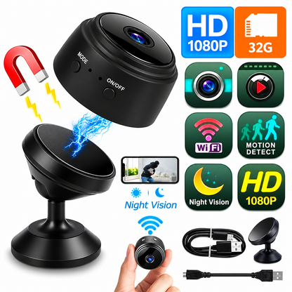 Mini Wireless Security Camera - 1080P HD Magnetic Camera with Night Vision & Motion Detection
