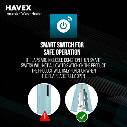 Havex™ 1500W Immersion Water Heater | Automatic Cut-Off | Adjustable Temperature Control | 1-Year Warranty
