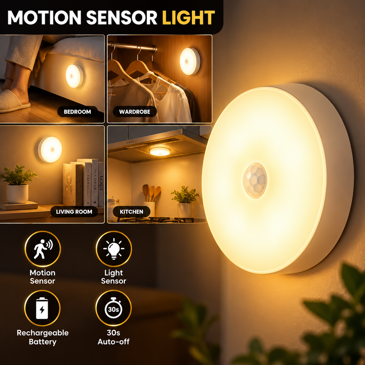 Smart Motion Sensor LED Light | Automatic Magnetic Light for Home & Wardrobe